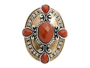 Cross and Rhinestone Large Burnished Stretch Ring