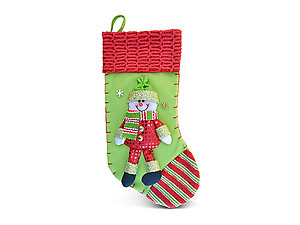 Green Snowman Luxury Christmas Stocking