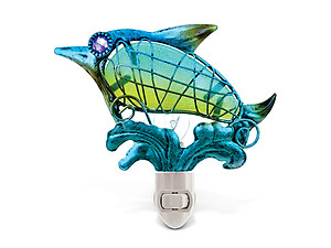 Dolphin Handcraft Art Glass and Metal Decorative Night Light