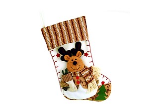 Plush Brown Reindeer Christmas Stocking