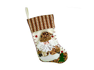 Plush Brown Santa Christmas Stocking