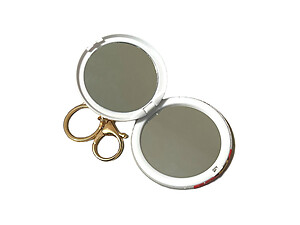 White Santa Claus Christmas Keychain w/ Cosmetic Mirror