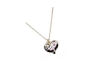 Goldtone The Cure Breast Cancer Awareness Ribbon Necklace Set