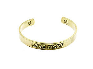 Aged Finish Goldtone Love More Cuff Bracelet