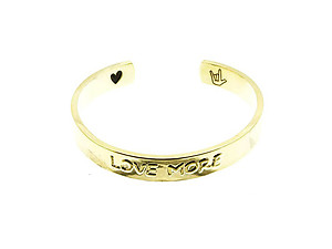 Shiny Goldtone Love More Cuff Bracelet