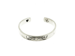 Shiny Silvertone Love More Cuff Bracelet