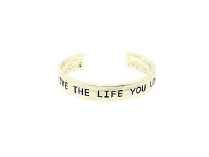 Goldtone Live The Life You Love Hammered Metal Cuff Bracelet