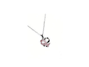 Pink Breast Cancer Awareness Metal Heart Pendant Jewelry Set