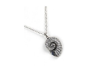 Silvertone Aged Finish Metal Snail Pendant Necklace