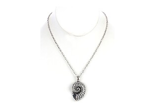 Silvertone Aged Finish Metal Snail Pendant Necklace