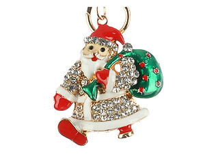 Santa Claus Hollow Textured Metal Key Chain Accessory Handbag Charm