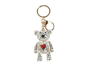 White Teddy Bear Moving Parts Hollow Textured Metal Key Chain Accessory Handbag Charm