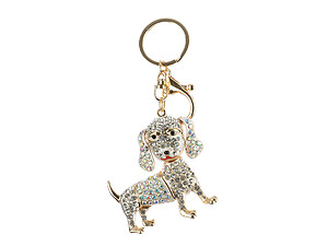 Puppy Dog Moving Parts Hollow Textured Metal Key Chain Accessory Handbag Charm