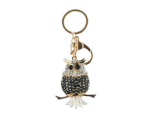 Black Owl Hollow Textured Metal Key Chain Accessory Handbag Charm