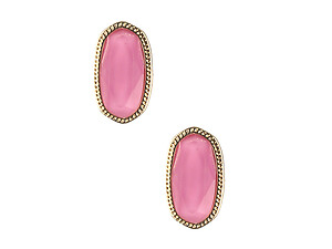 Light Purple Oval Faceted Lucite Stone Metal Frame Post Pin Earrings
