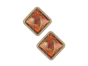 Natural Stone Finish Square Cushion Cut Metal Frame Post Pin Earrings