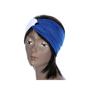 Blue & White Fabric Stretch Double Layer Fashion Headband Hair Accessory