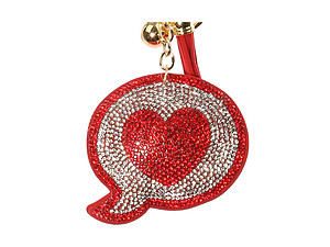 Comment Heart Tassel Bling Faux Suede Stuffed Pillow Key Chain Handbag Charm