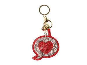 Comment Heart Tassel Bling Faux Suede Stuffed Pillow Key Chain Handbag Charm