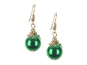 Green Hollow Metal Christmas Ornament Fish Hook Earrings