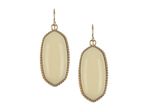 Hexagonal Oval Lucite Stone Metal Frame Fish Hook Earrings