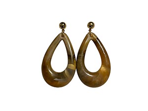 Brown Teardrop Natural Stone Finish Post Pin Earrings