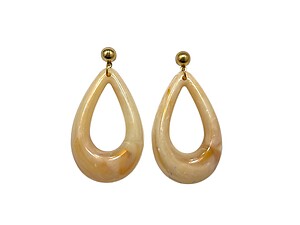 Beige Teardrop Natural Stone Finish Post Pin Earrings
