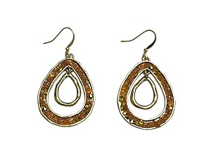 Brown Metal Nesting Teardrop Fish Hook Earrings