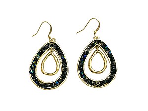 Black Metal Nesting Teardrop Fish Hook Earrings