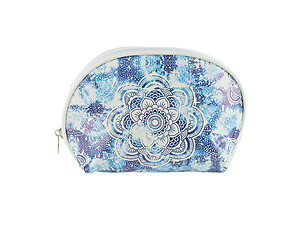 Mandala Lotus Print Vinyl Makeup Cosmetic Bag Accessory With Wrist Band