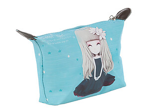 Anime Doll Face Print Vinyl Makeup Cosmetic Pouch Bag Accessory