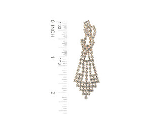 Goldtone Drop Rhinestone Wedding Formal Post Pin Earrings