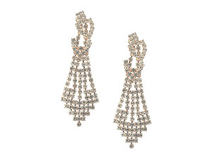 Goldtone Drop Rhinestone Wedding Formal Post Pin Earrings