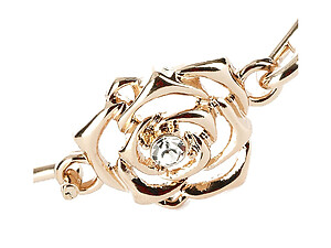 Crystal Stone Cutout Metal Rose Bangle Bracelet with Hook Closure