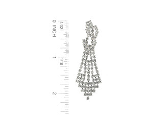 Silvertone Drop Rhinestone Wedding Formal Post Pin Earrings