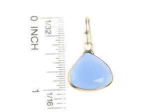 Blue Trillion Cut Faceted Lucite Stone Metal Frame Fish Hook Earrings