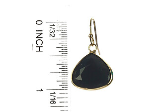 Black Trillion Cut Faceted Lucite Stone Metal Frame Fish Hook Earrings