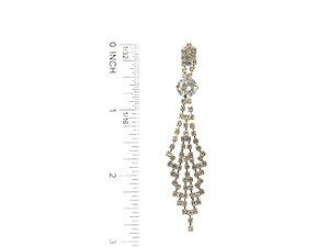 Goldtone Drop Rhinestone Wedding Formal Post Pin Earrings