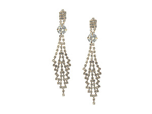 Goldtone Drop Rhinestone Wedding Formal Post Pin Earrings