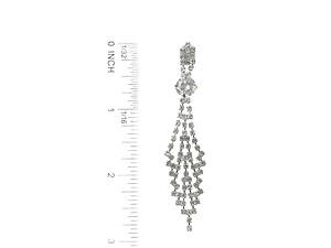 Silvertone Drop Rhinestone Wedding Formal Post Pin Earrings