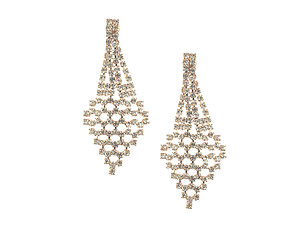 Goldtone Drop Rhinestone Wedding Formal Post Pin Earrings