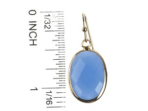 Blue Oval Cut Faceted Lucite Stone Metal Frame Fish Hook Earrings