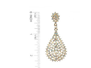 Goldtone Drop Rhinestone Wedding Formal Post Pin Earrings