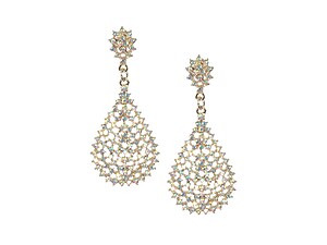 Goldtone Drop Rhinestone Wedding Formal Post Pin Earrings