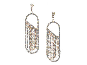 Goldtone Drop Rhinestone Wedding Formal Post Pin Earrings