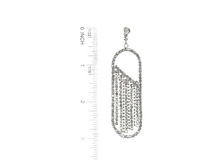 Silvertone Drop Rhinestone Wedding Formal Post Pin Earrings