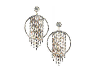 Goldtone Drop Rhinestone Wedding Formal Post Pin Earrings