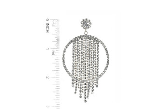 Silvertone Drop Rhinestone Wedding Formal Post Pin Earrings