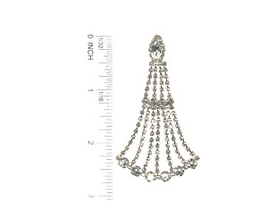 Goldtone Drop Rhinestone Wedding Formal Post Pin Earrings