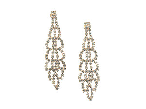 Goldtone Drop Rhinestone Wedding Formal Post Pin Earrings